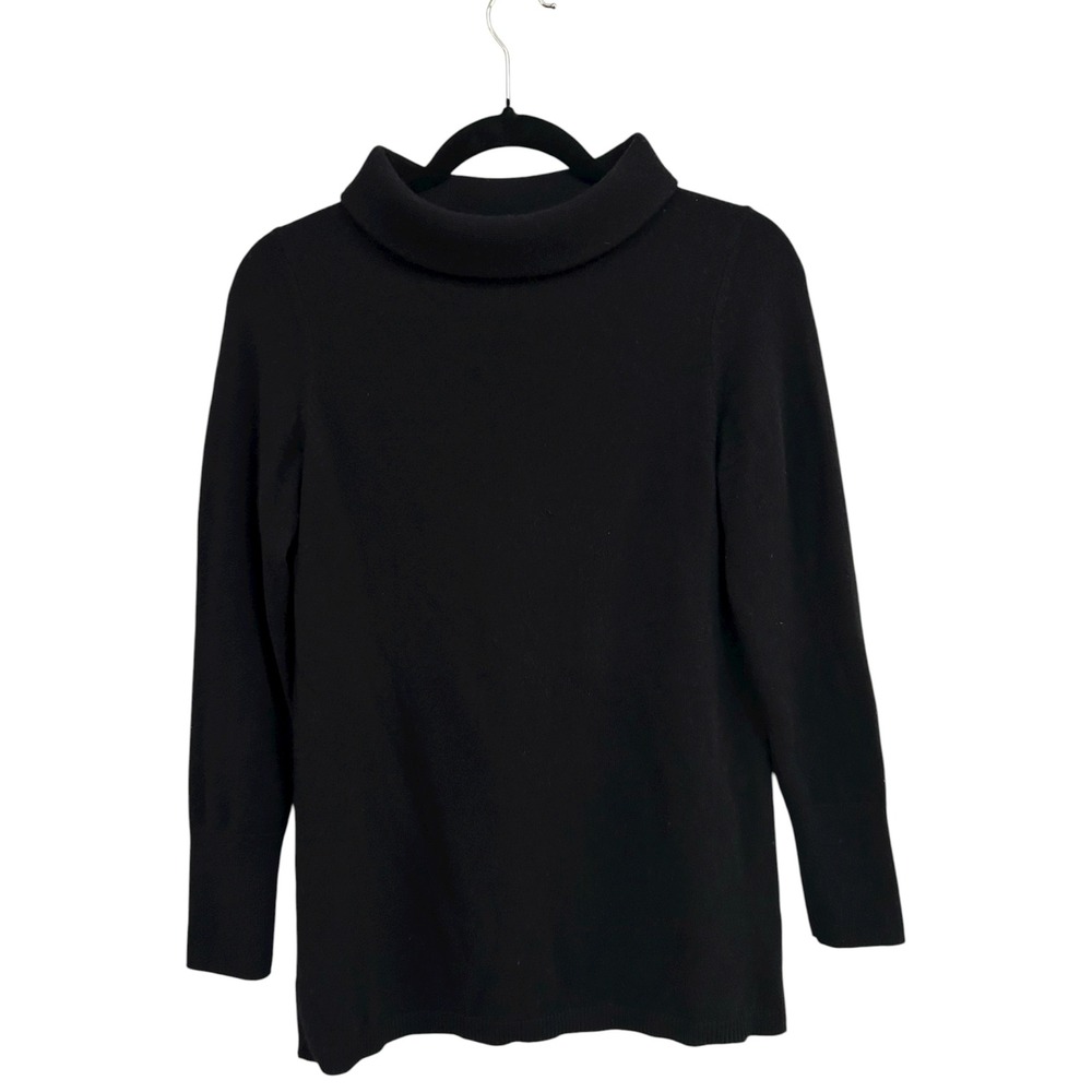 Talbots XS Black Cashmere‎ Mock Turtleneck Long Sleeve Knit Sweater Neutral Soft